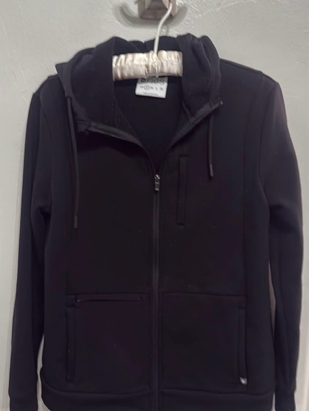 Figs Black Hooded Bomber Jacket for Women